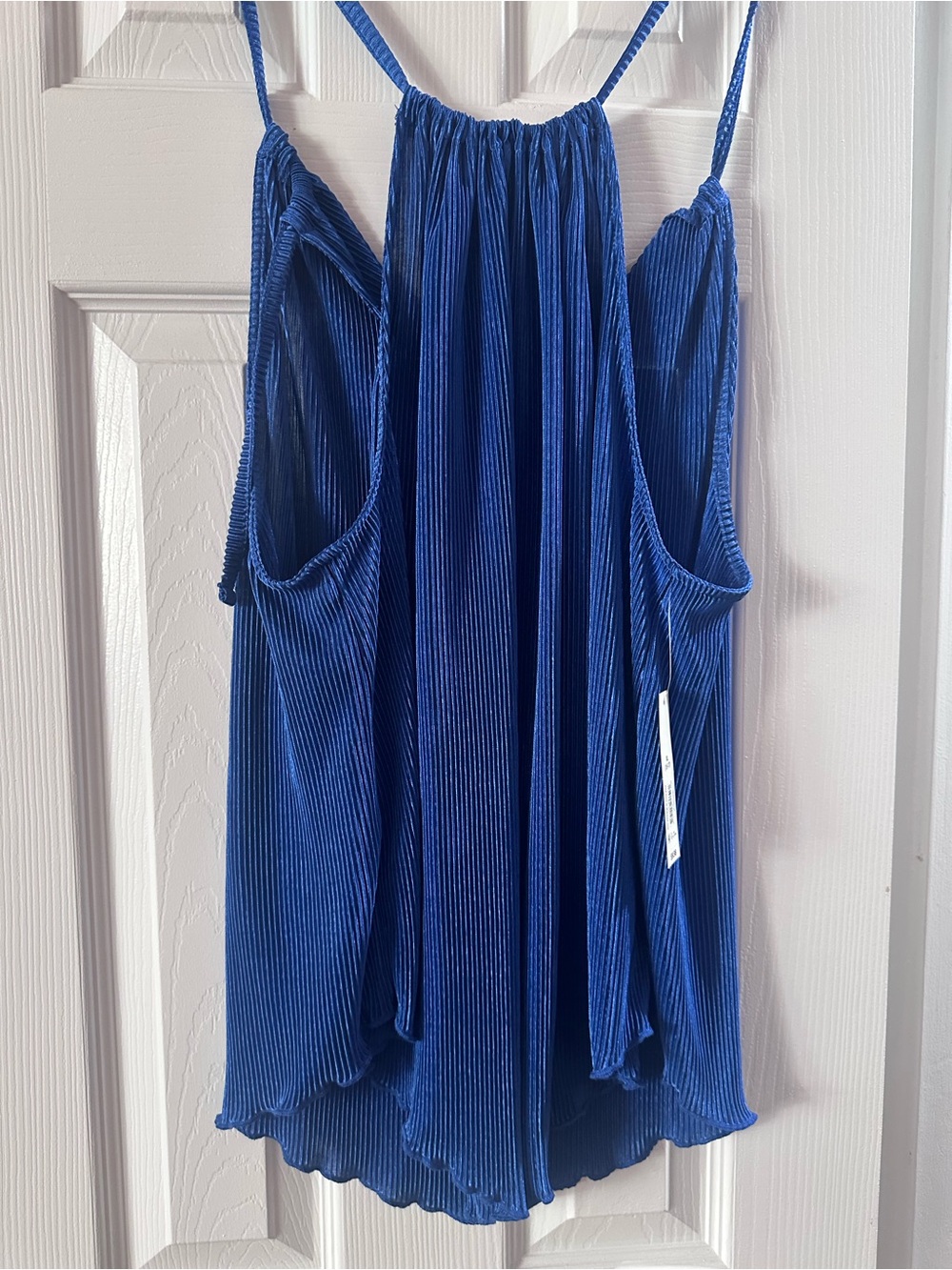 No Boundaries Blue Pleated Halter Tank Top XL 15-17 NWT Summer Blouse